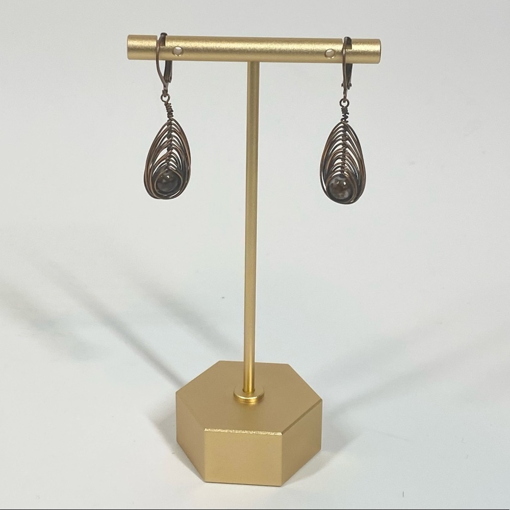 Handmade Copper & Chinese Labradorite Dangling Earrings